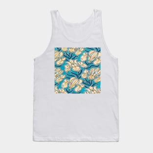 Relief design with stylized flowers vintage colorful print lilac blue Tank Top